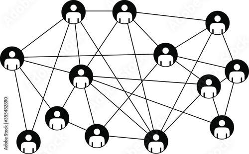 People icons; organizational concept. A network control structure.