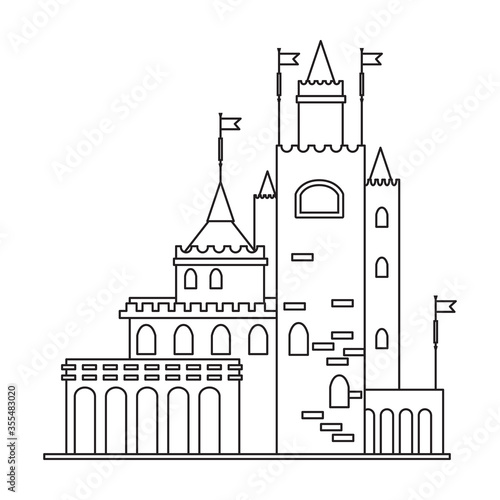 Medieval castle vector icon.Line vector icon isolated on white background medieval castle.