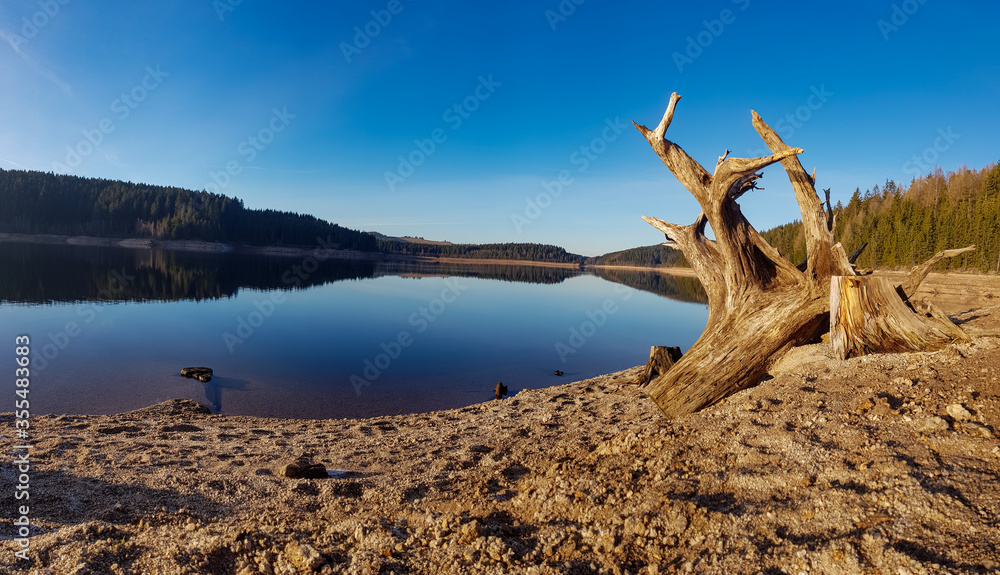 Fototapeta premium scenic panorama view of natural landscape under a cloudy sky