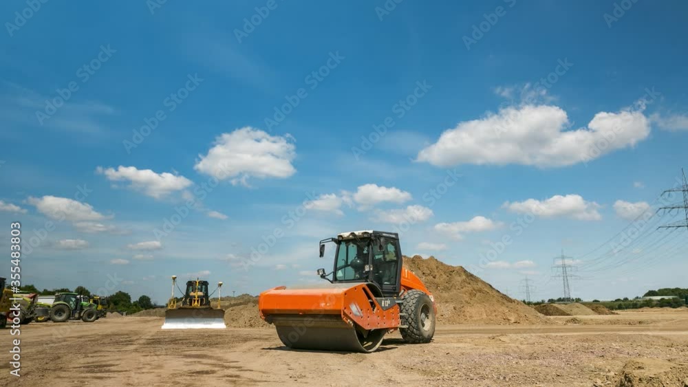 Timelapse of Tractors on a Field / Construction on a Beautiful Day Timelapse of Tractors on a Field / Construction on a Beautiful Day