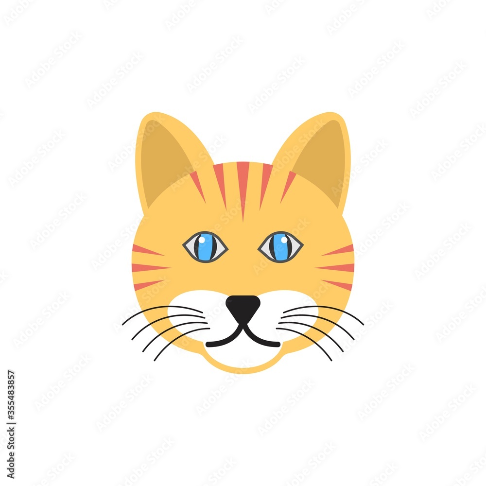 Obraz premium Face of cute cat. Domestic animal head, pet icon for creative mascot design.