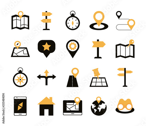 bundle of area and locations set icons