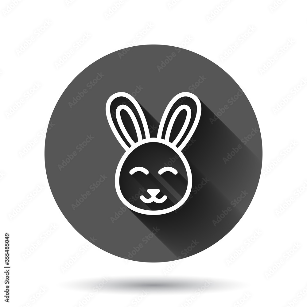 Rabbit icon in flat style. Bunny vector illustration on black round background with long shadow effect. Happy easter circle button business concept. Rabbit icon in flat style. Bunny vector illustration on black round background with long shadow effect. Happy easter circle button business concept.