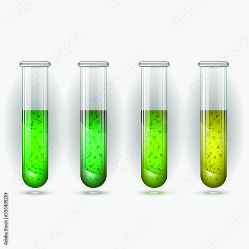 test tubes with green liquid