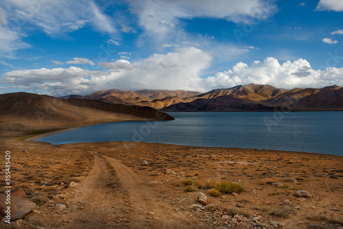Tajikistan. High-altitude desert lake Yashilkul on the North-Eastern section of the Pamir highway.