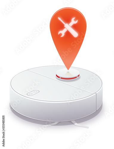 Robot aspirateur en panne (reflet)