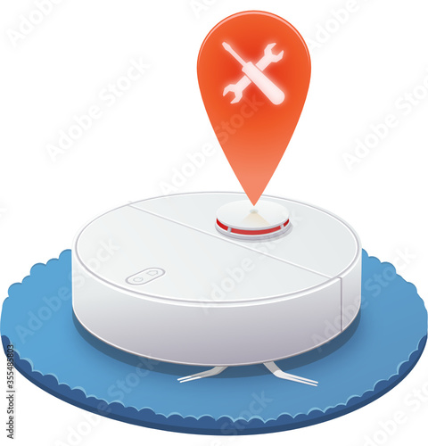 Robot aspirateur en panne (détouré)