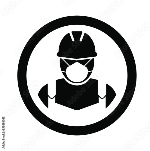 wear mask worker icon on white background
