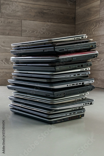 Pile of old laptops photo