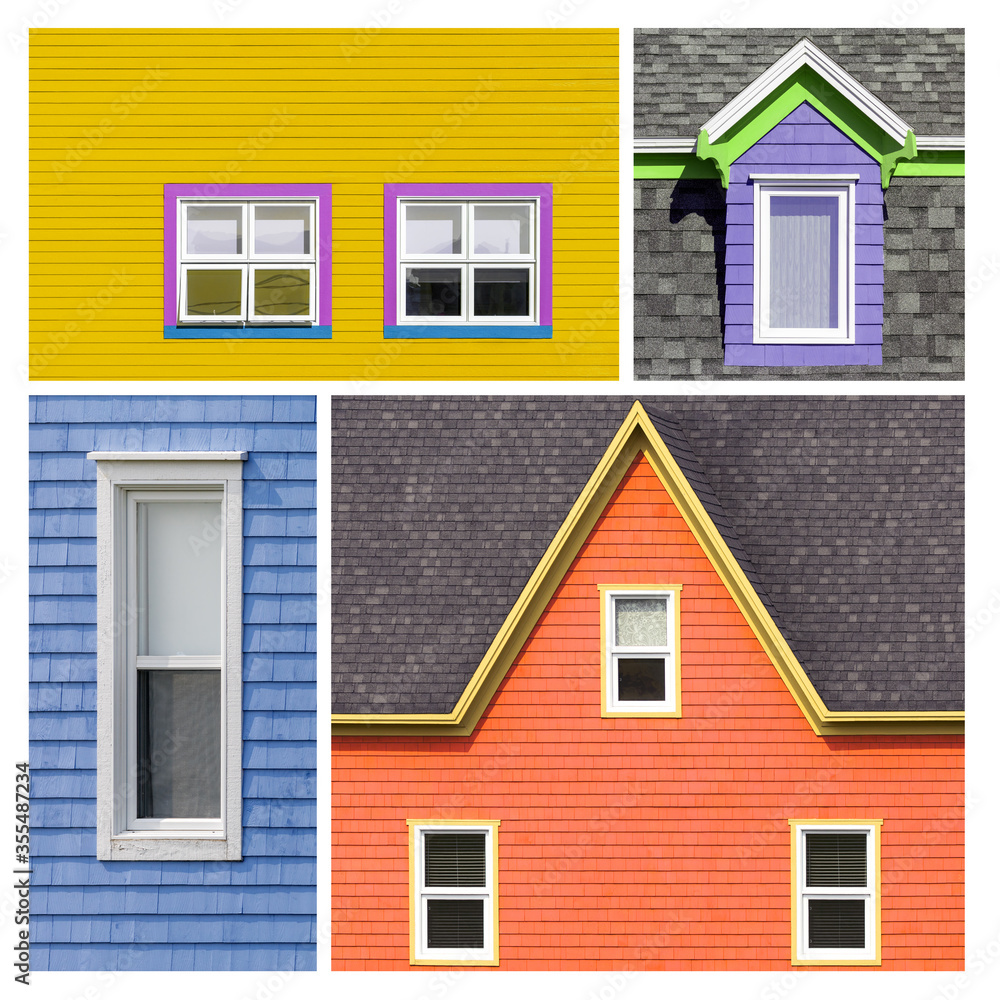 Window collage in bright and bold tones