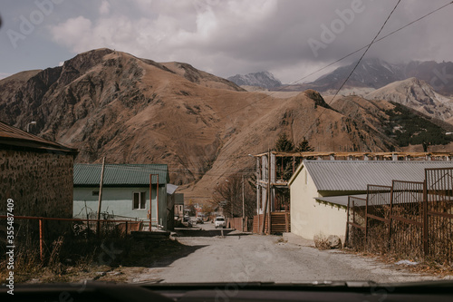 Kazbegi village in Caucasus mountains © Maria