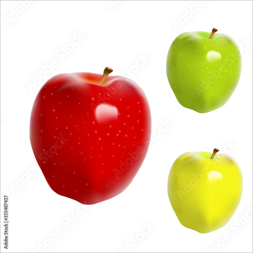 Fresh red and green and yellow delicious apples