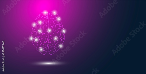 cervello, sagoma, silhouette, attività cerebrale, neuroni