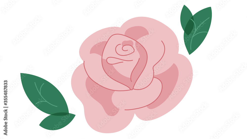 Beautiful pink rose. Vintage style. Element for postcard, decor, design, cover or banner. Vector illustration