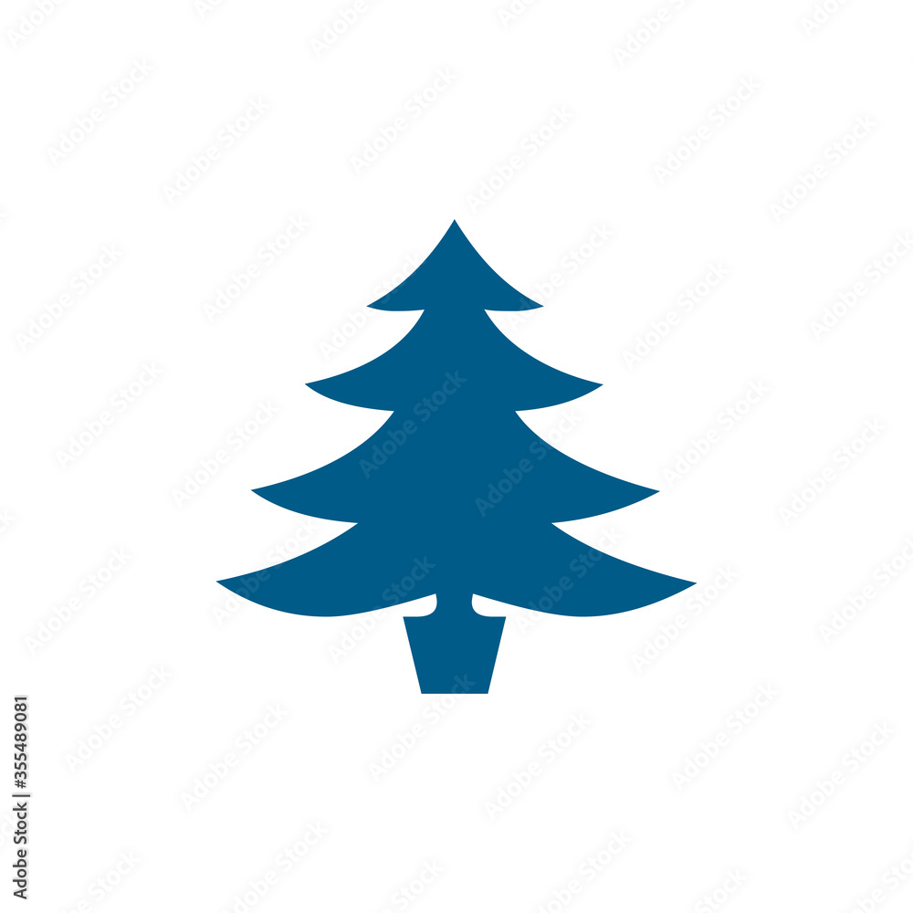 Christmas Tree Blue Icon On White Background. Blue Flat Style Vector Illustration Christmas Tree Blue Icon On White Background. Blue Flat Style Vector Illustration