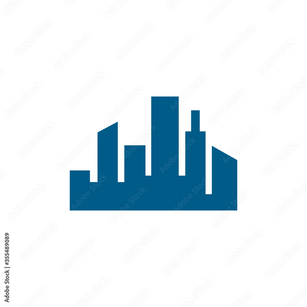 Cityscape Blue Icon On White Background. Blue Flat Style Vector Illustration