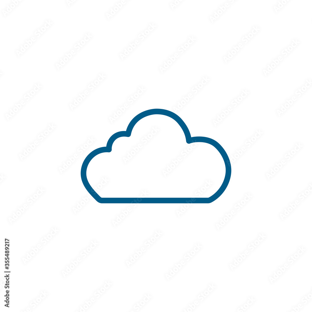 Cloud Line Blue Icon On White Background. Blue Flat Style Vector Illustration Cloud Line Blue Icon On White Background. Blue Flat Style Vector Illustration