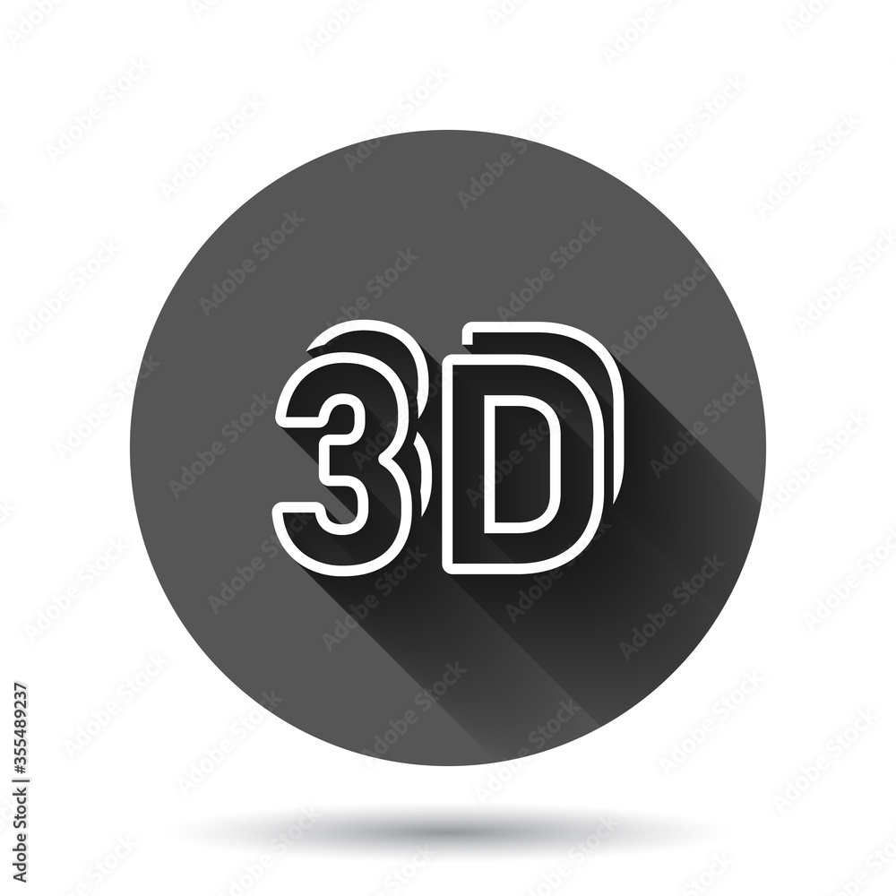 3d text icon in flat style. Word vector illustration on black round background with long shadow effect. Stereoscopic technology circle button business concept. 3d text icon in flat style. Word vector illustration on black round background with long shadow effect. Stereoscopic technology circle button business concept.