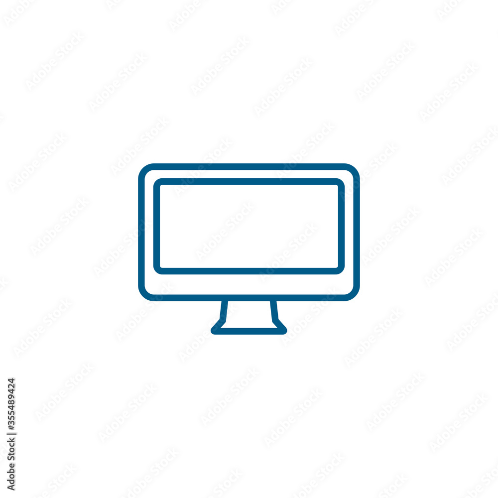 Computer Monitor Line Blue Icon On White Background. Blue Flat Style Vector Illustration Computer Monitor Line Blue Icon On White Background. Blue Flat Style Vector Illustration
