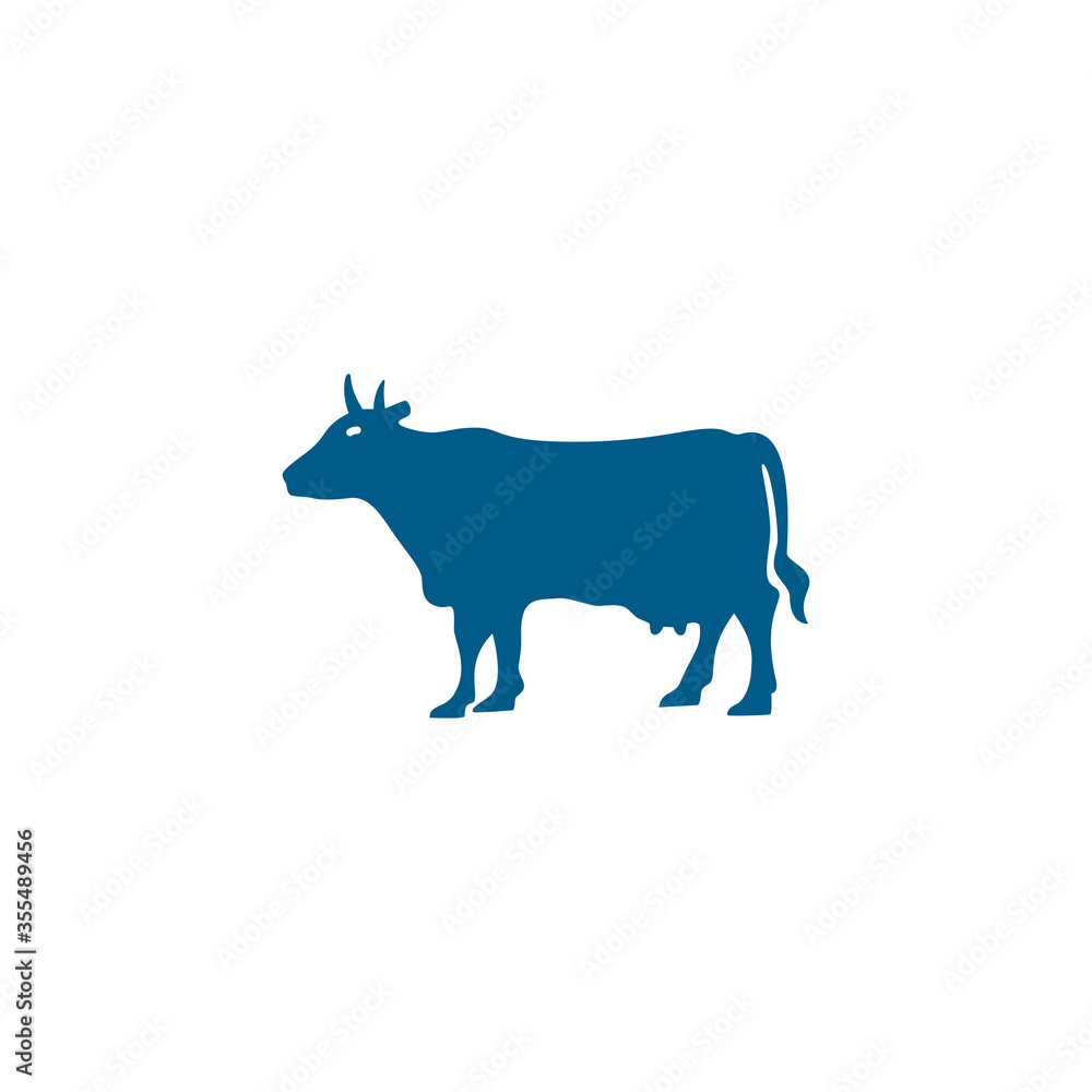 Fototapeta premium Cow Blue Icon On White Background. Blue Flat Style Vector Illustration