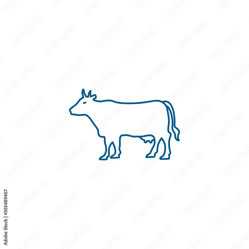 Cow Line Blue Icon On White Background. Blue Flat Style Vector Illustration Cow Line Blue Icon On White Background. Blue Flat Style Vector Illustration