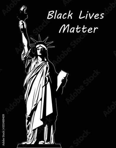 Black Lives Matter protest banner hands holding. Human right of black people in USA. Vector sketch, Hand drawn illustration