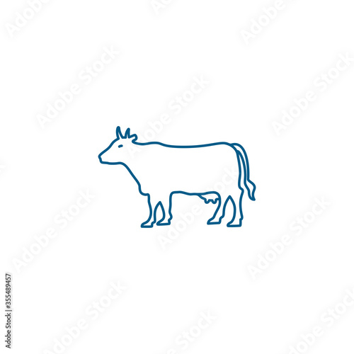 Cow Line Blue Icon On White Background. Blue Flat Style Vector Illustration