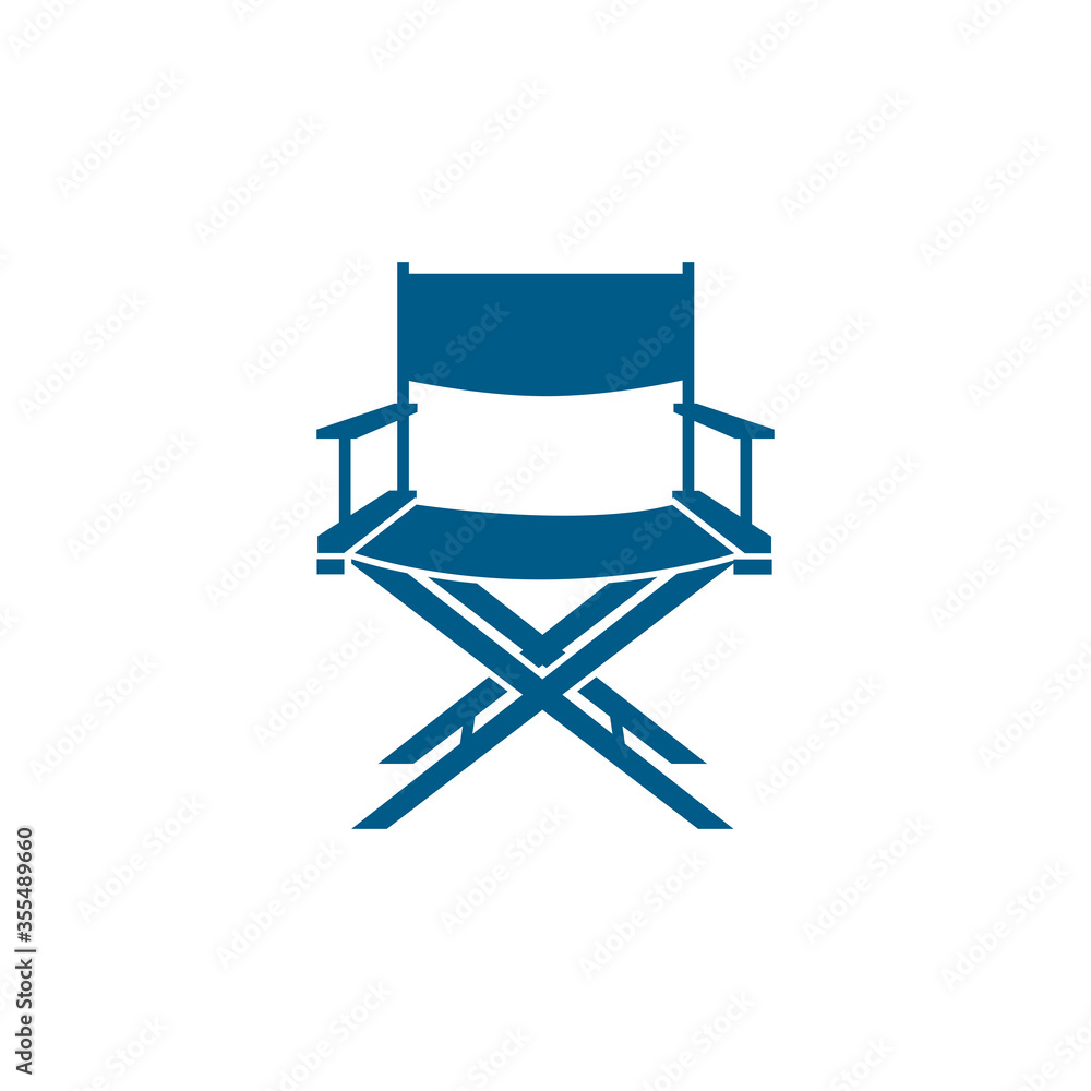 Director Chair Blue Icon On White Background. Blue Flat Style Vector Illustration Director Chair Blue Icon On White Background. Blue Flat Style Vector Illustration