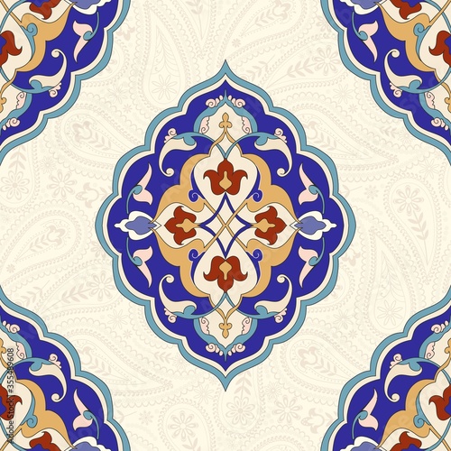 Seamless turkish colorful pattern. Vintage multicolor pattern in Eastern style. Endless floral pattern can be used for ceramic tile, wallpaper, linoleum, textile, web page background. Vector
