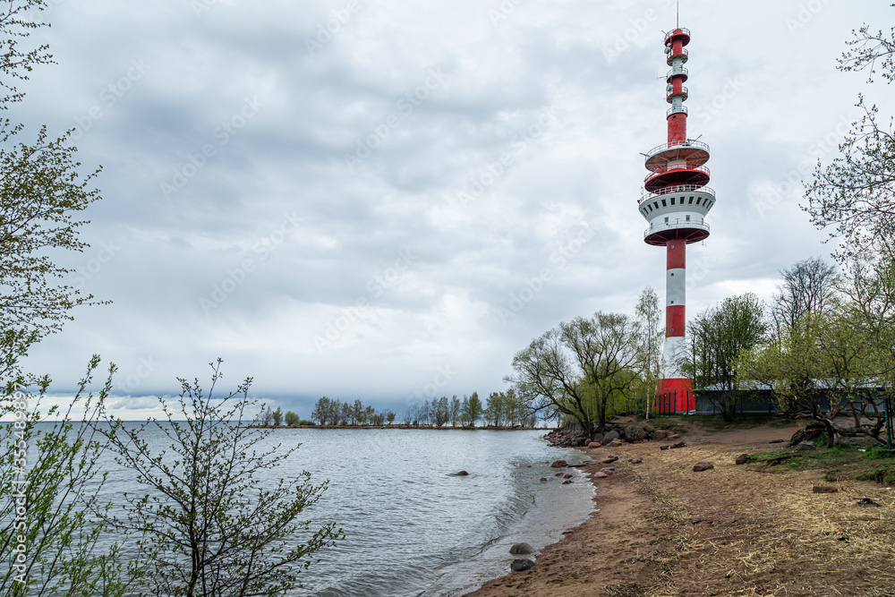 red white lighthouse on the Gulf of Finland
