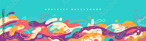 Colorful banner design in abstract style made of various fluid shapes. Vector illustration.