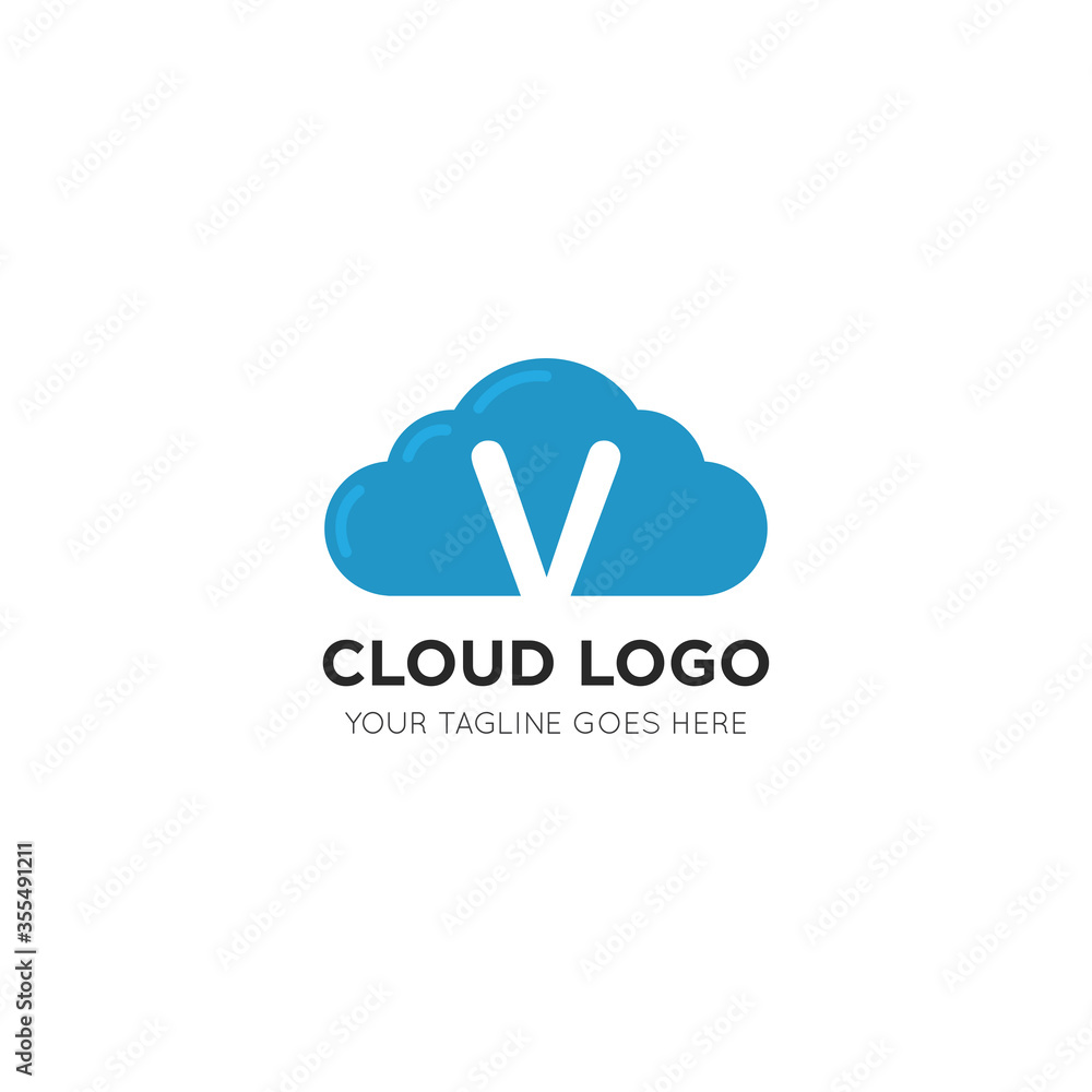 initial leter v cloud logo and icon vector illustration design template initial leter v cloud logo and icon vector illustration design template
