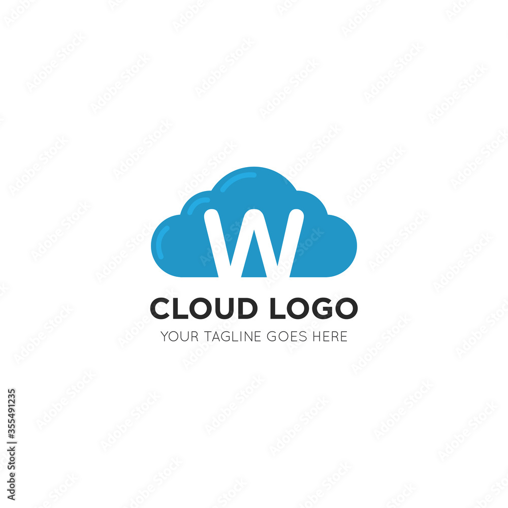 initial leter w cloud logo and icon vector illustration design template initial leter w cloud logo and icon vector illustration design template