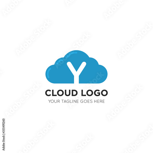 initial leter y cloud logo and icon vector illustration design template