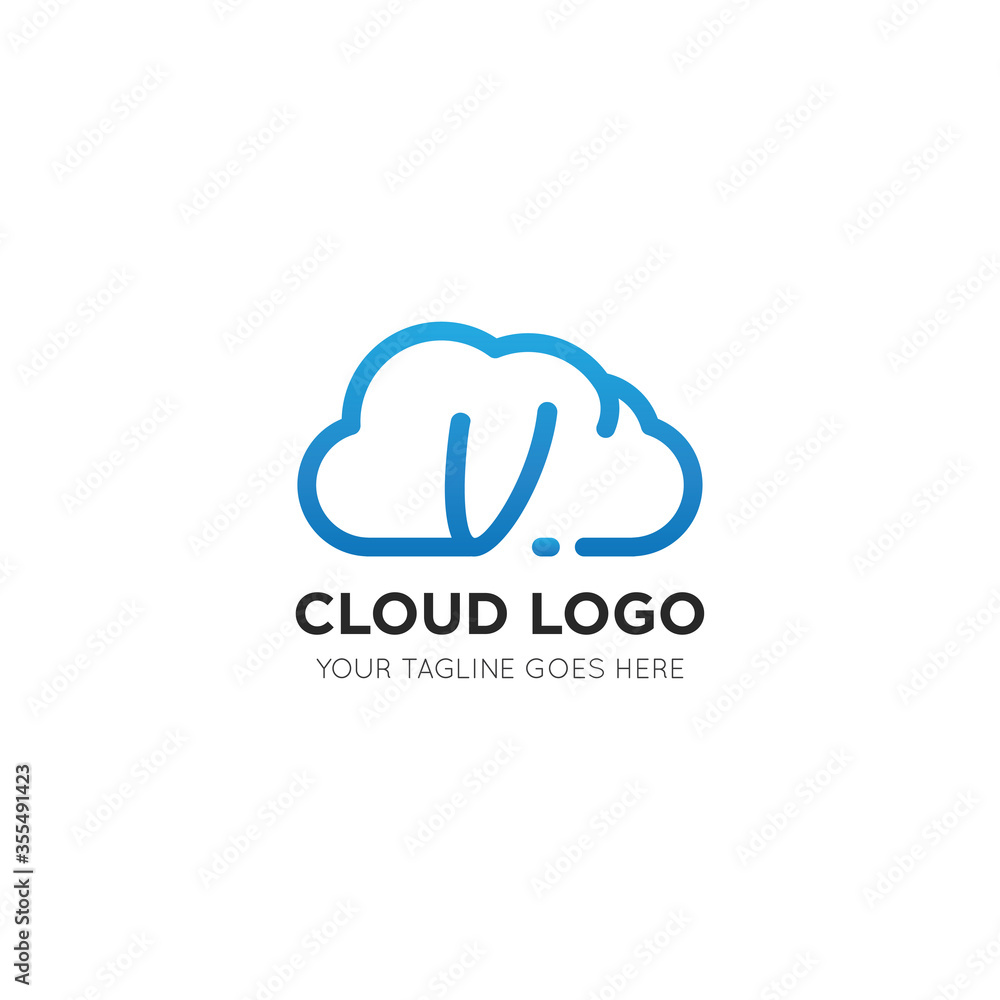 initial leter v cloud logo and icon vector illustration design template initial leter v cloud logo and icon vector illustration design template