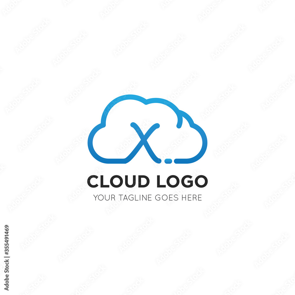 initial leter x cloud logo and icon vector illustration design template initial leter x cloud logo and icon vector illustration design template