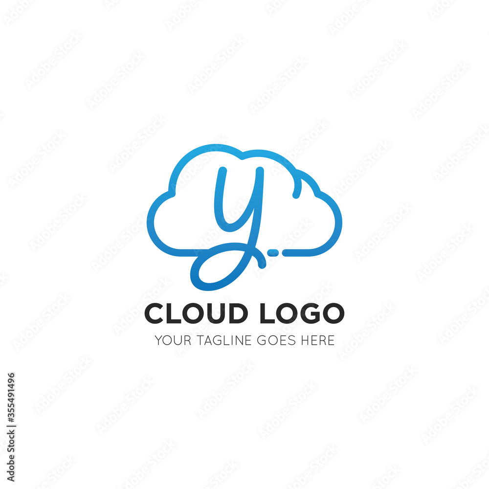 initial leter y cloud logo and icon vector illustration design template initial leter y cloud logo and icon vector illustration design template