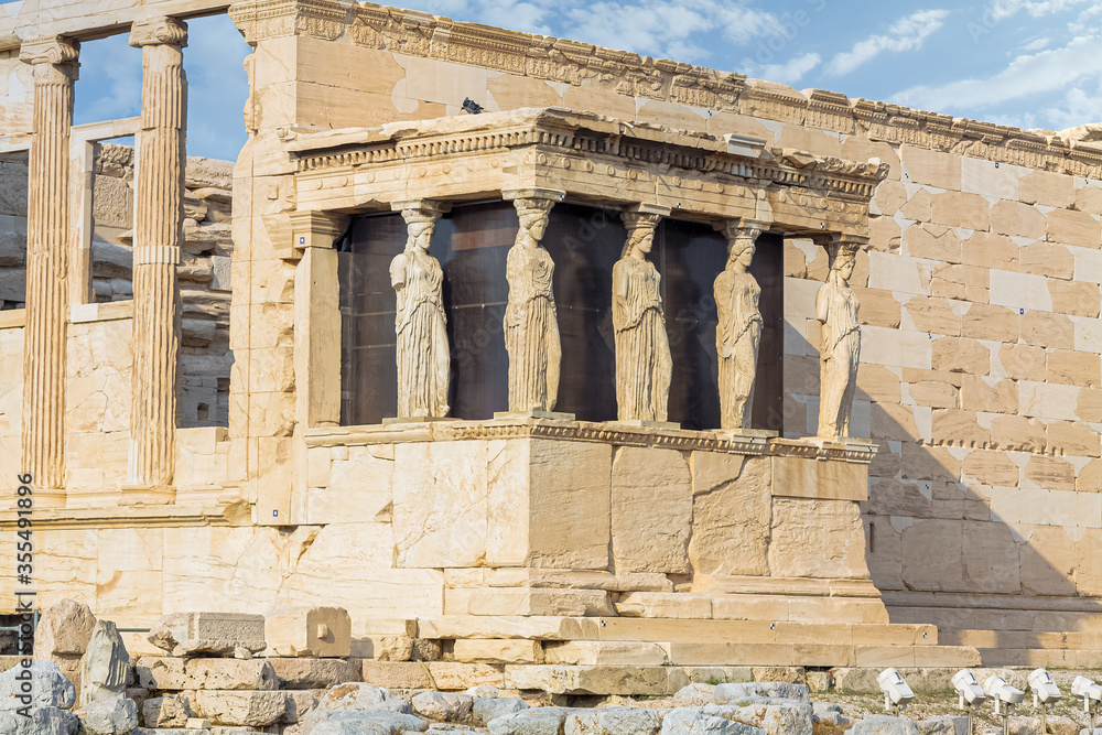 Fototapeta premium Caryatids on Acropolis Hill near Parthenon in Athens
