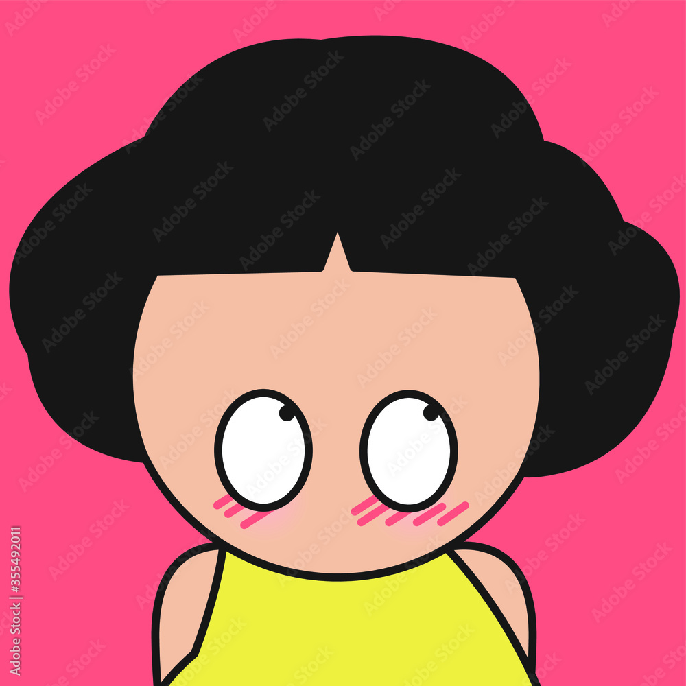 Closeup Portrait Of Girl With Guilty Ashamed Face Concept Card Character illustration Closeup Portrait Of Girl With Guilty Ashamed Face Concept Card Character illustration