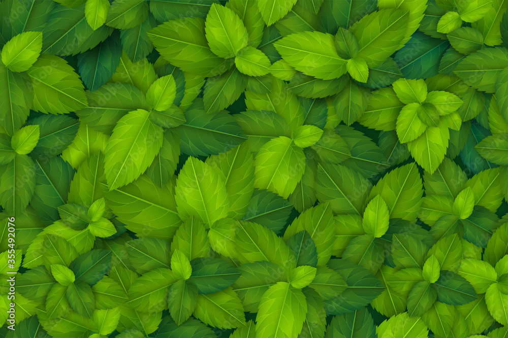 Seamless pattern with green fresh realistic leaves. Tile with greenery. Eco farm fresh grass design concept. Vector repeat background illustration. Seamless pattern with green fresh realistic leaves. Tile with greenery. Eco farm fresh grass design concept. Vector repeat background illustration.