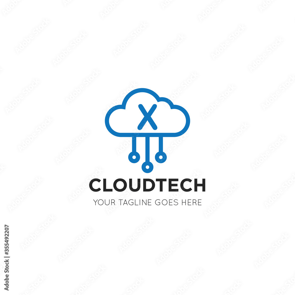 initial leter x cloud logo and icon vector illustration design template initial leter x cloud logo and icon vector illustration design template