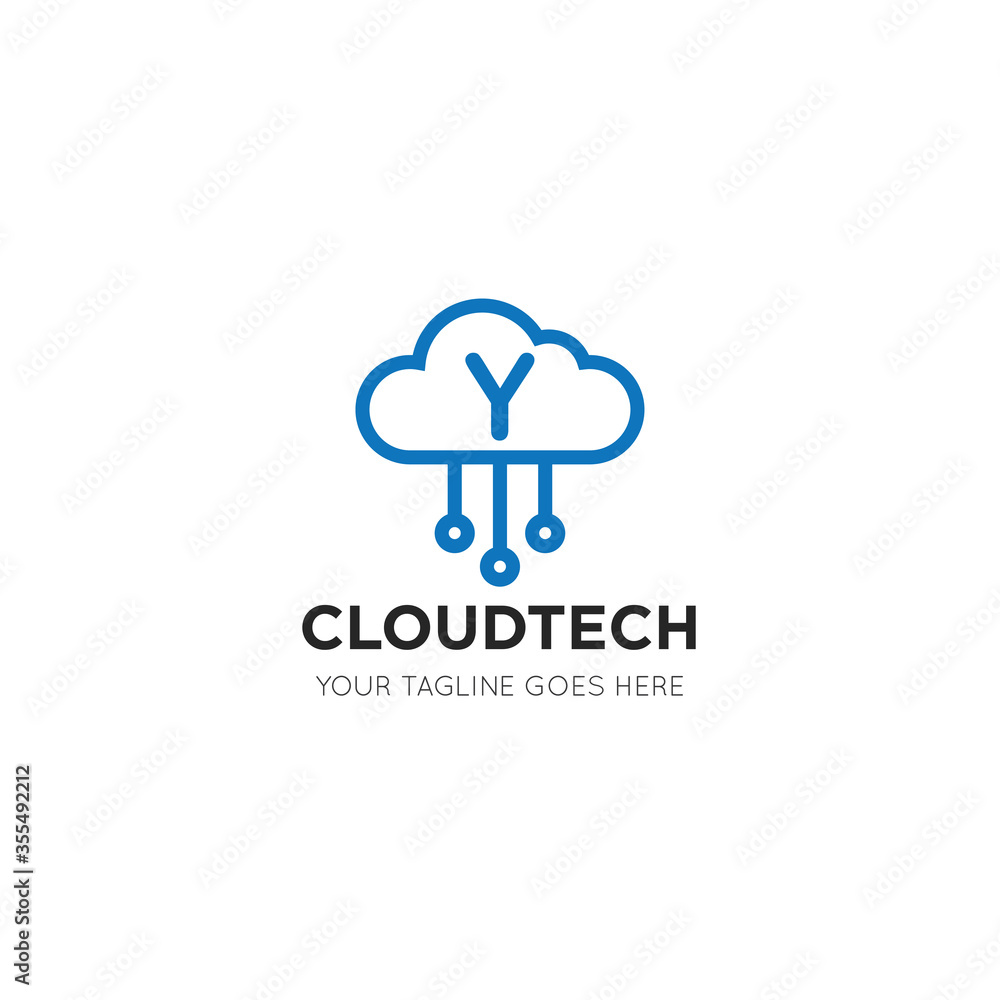 initial leter y cloud logo and icon vector illustration design template initial leter y cloud logo and icon vector illustration design template