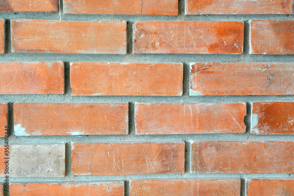 Closed up red brick wall Closed up red brick wall