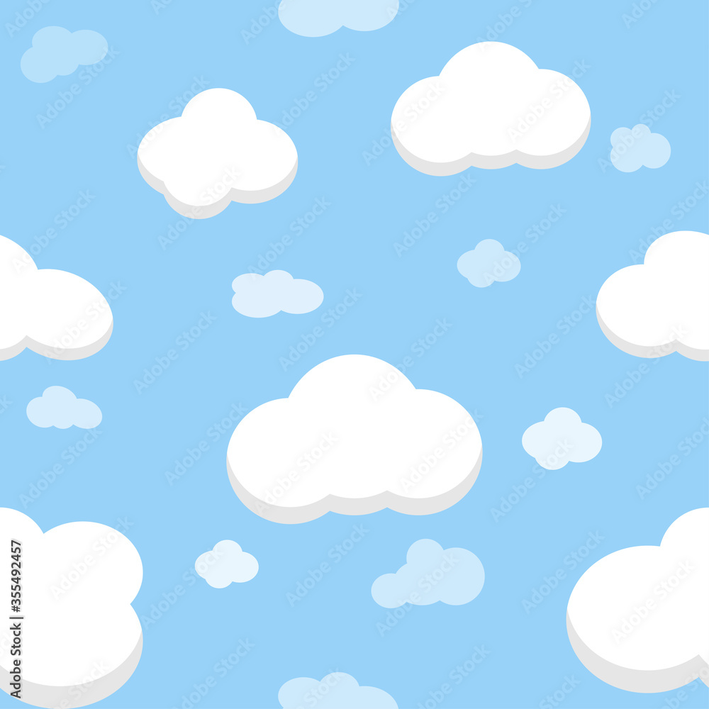 Light Clouds vector with blue sky seamless pattern