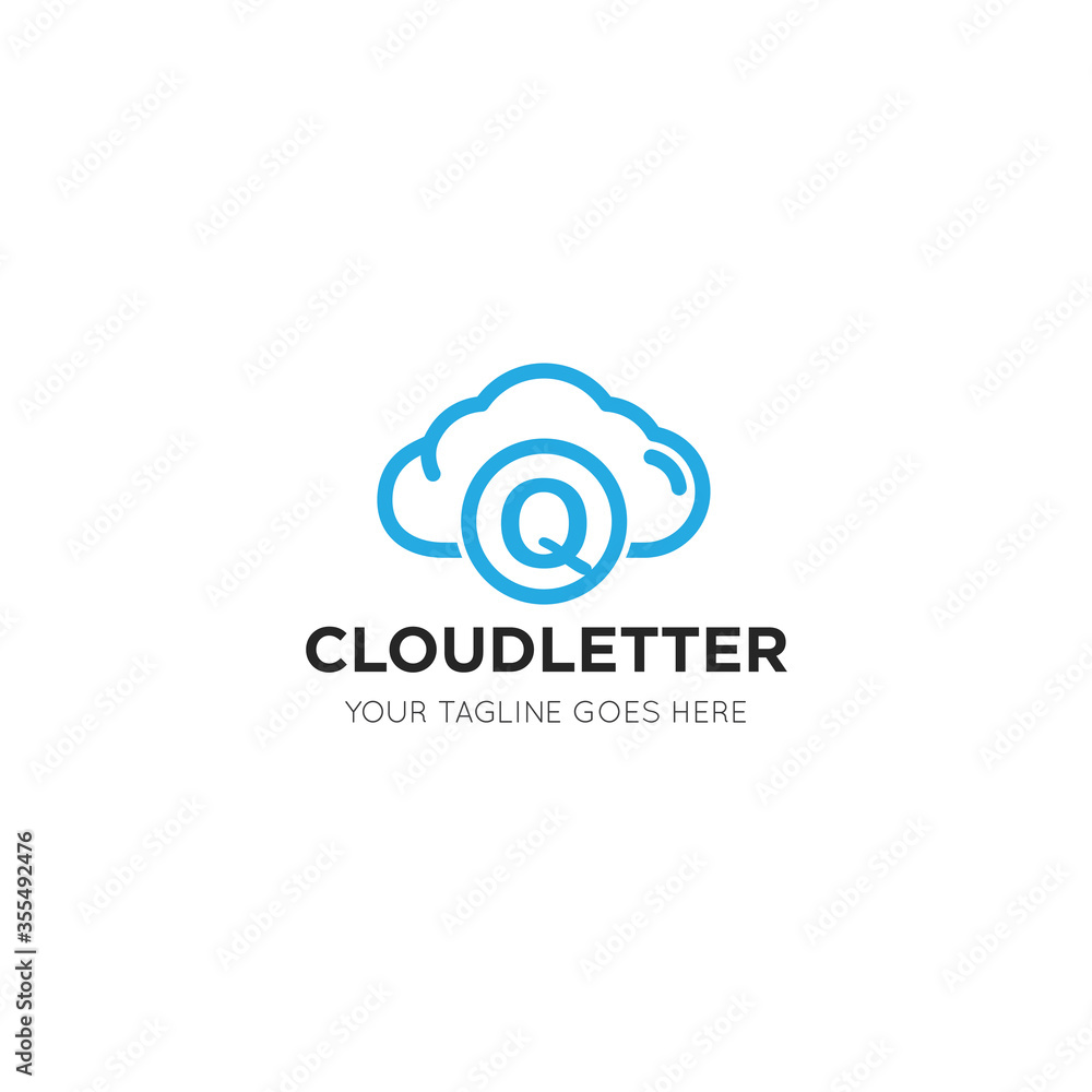 initial leter q cloud logo and icon vector illustration design template initial leter q cloud logo and icon vector illustration design template