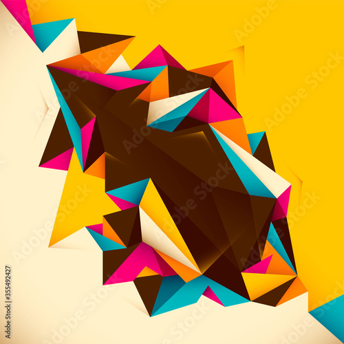 Geometric style abstraction. Colorful object made of polygon shapes. Vector illustration.