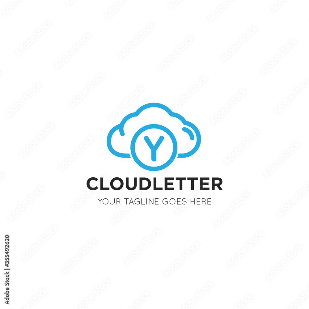 initial leter y cloud logo and icon vector illustration design template