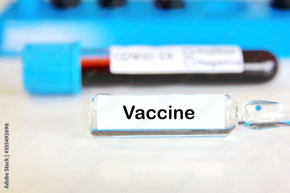 Fototapeta premium the new corona virus vaccine in glass bottle was in vented in the laboratory.