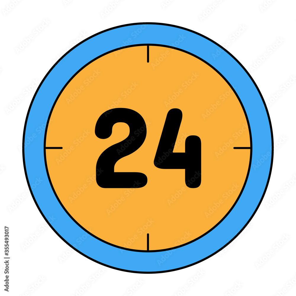 24 hours clock icon always open or fast shipping online store concept vector illustration