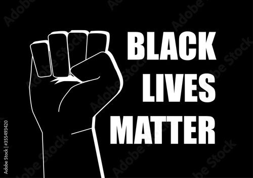 Illustration of Fists with Black Lives Matter Social Network Hashtag